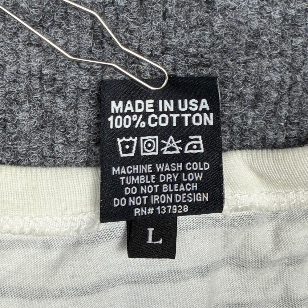 Only NY Mens Striped T-Shirt White Black Short Sleeve Logo Cotton Large USA Made - Picture 4 of 7